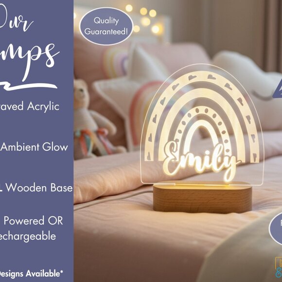 Boho Rainbow Custom Name Light | Personalized LED Cloud Sign | Kids Gift - Picture 2 of 7